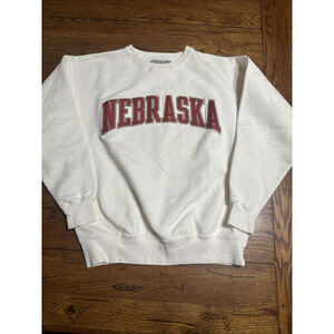 Nebraska Cornhuskers Vintage Crewneck Sweatshirt Small Applique White P11
